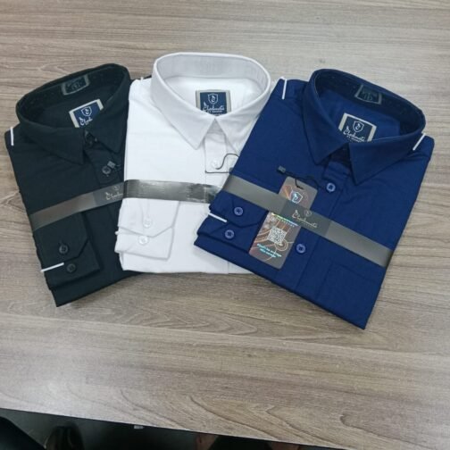 Solid Shirt Combo Offer White, Black , Navy Blue 3Pc
