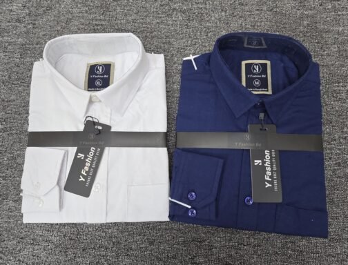 Solid Shirt Combo Offer 2PC White-Blue
