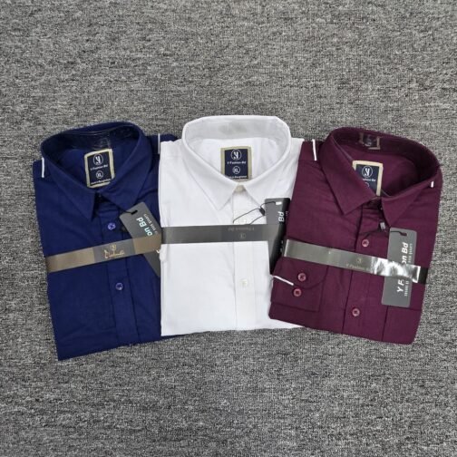 Formal Shirt Combo Navy blue, White, Purple